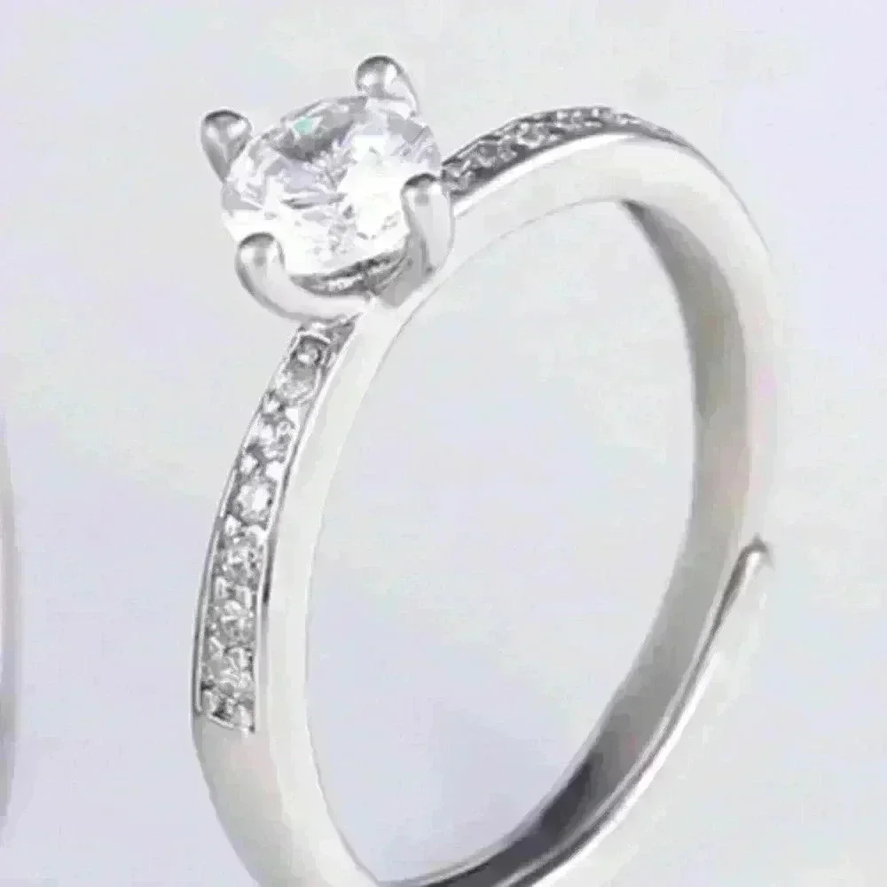 💞925 Silver Plated Promise Lovers Dainty Round CZ Women Ring, GPMB1435